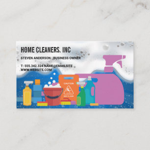 Cleaning Solutions Spray Bottle Soap Suds Business Card
