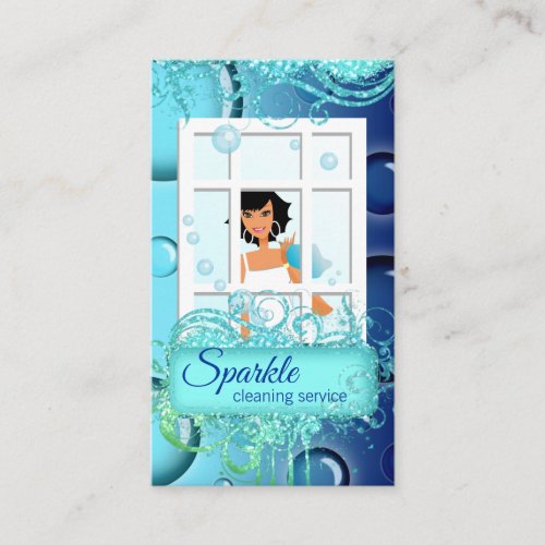 Cleaning Sparkle Glitter Bubbles Business Card