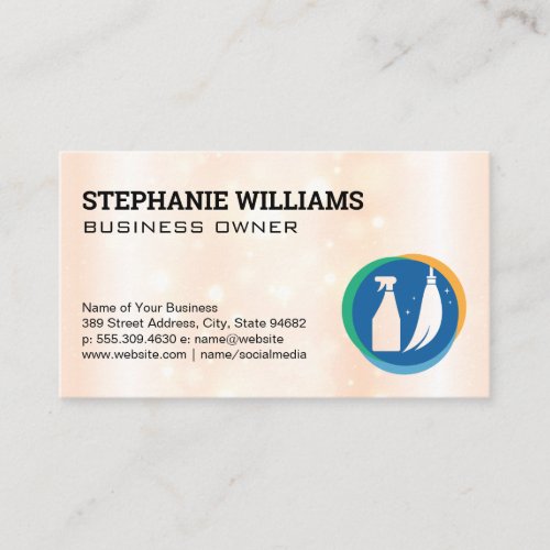 Cleaning Spray and Broom  Maid Service Business Card