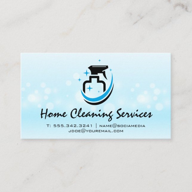 Cleaning Spray Bottle | Bubbles Business Card (Front)