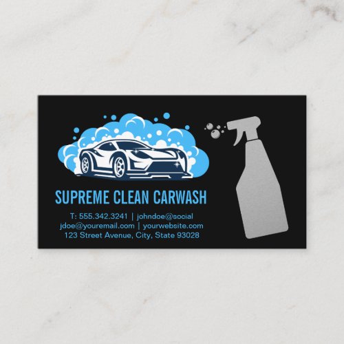 Cleaning Spray Bottle  Carwash Logo Business Card