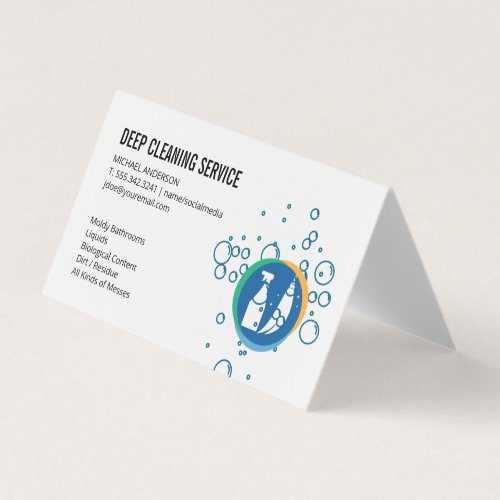 Cleaning Spray Broom  Soap Bubbles Business Card
