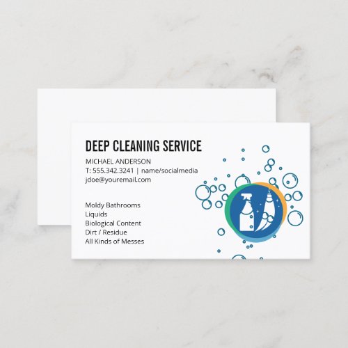 Cleaning Spray Broom  Soap Bubbles Business Card