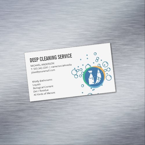 Cleaning Spray Broom  Soap Bubbles Business Card Magnet