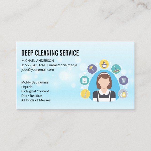 Cleaning Spray | House Cleaner Logo Business Card (Front)