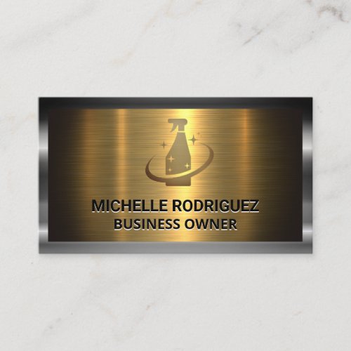 Cleaning Spray Logo  Gold Silver Metal  Business Card