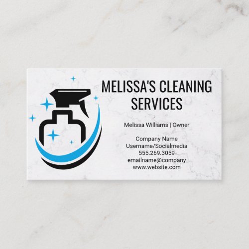 Cleaning Spray Logo  Marble Background Business Card