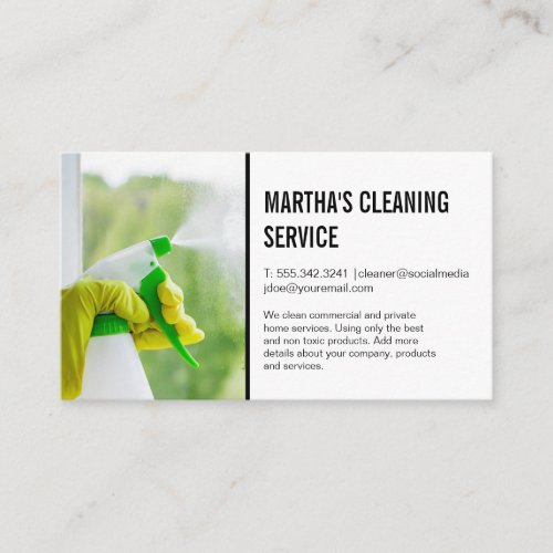 Cleaning Spray on Glass Window  House Keeping Business Card