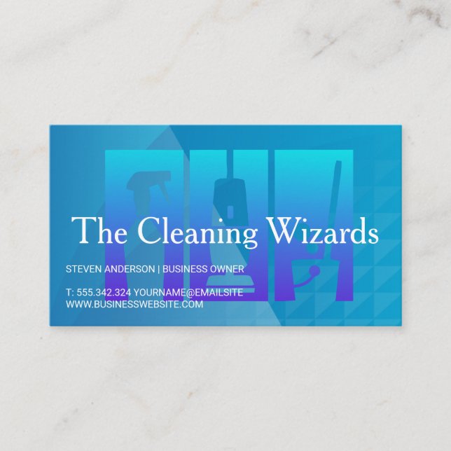 Cleaning Spray | Vacuum | Mop Business Card (Front)