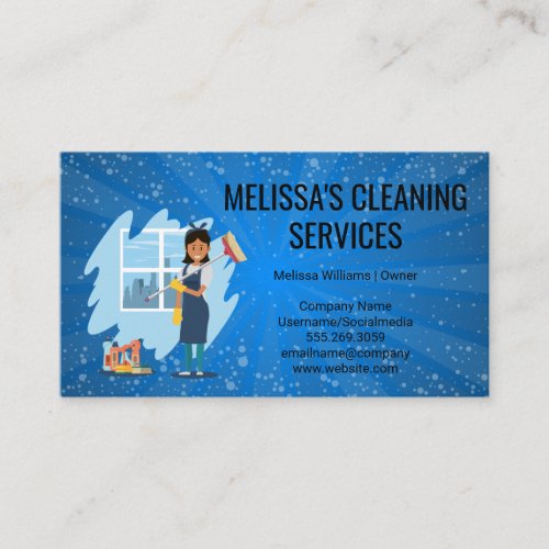 Cleaning Supplies and Tools  Bubbles Blue Maid Business Card