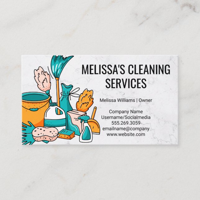 Cleaning Supplies and Tools Business Card (Front)
