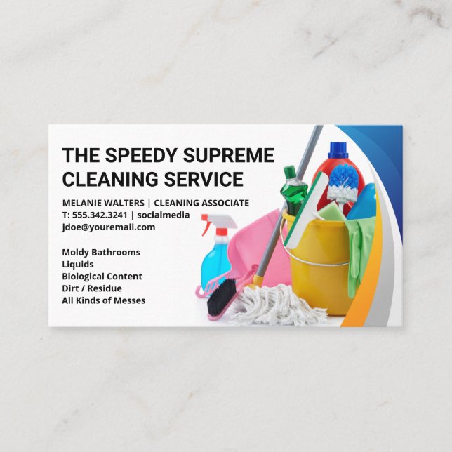 Cleaning Supplies and Tools | Maid Services Business Card (Front)