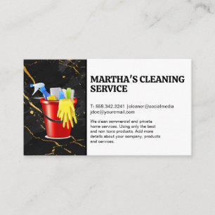 Cleaning Supplies   Black Marble Business Card