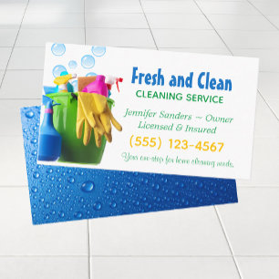 Cleaning Supplies Bucket Housekeeping Service Business Card
