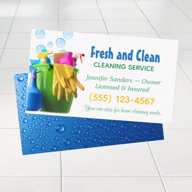  Cleaning Supplies Bucket Housekeeping Service Business Card (Creator Uploaded)