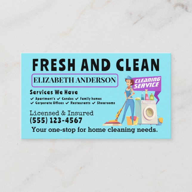 Cleaning Supplies Bucket Housekeeping Service Business Card (Front)