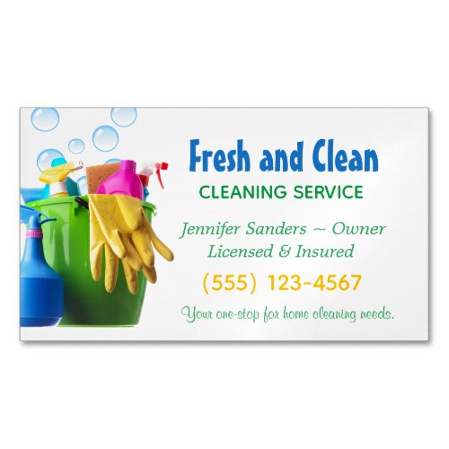  Cleaning Supplies Bucket Housekeeping Service Business Card Magnet