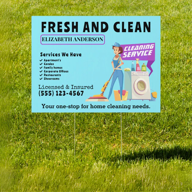 Cleaning Supplies Bucket Housekeeping Service Yard Sign | Zazzle