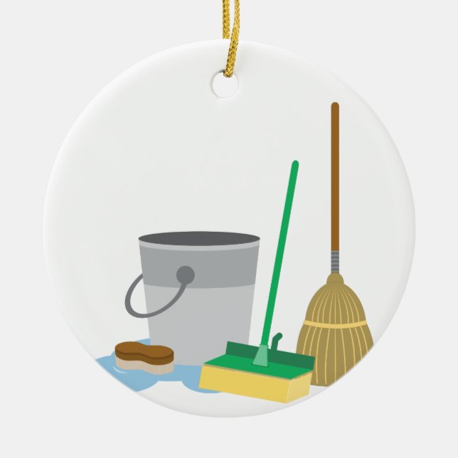 Cleaning Supplies Ceramic Ornament (Front)