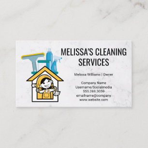 Cleaning Supplies   Cleaning Lady Logo Business Card