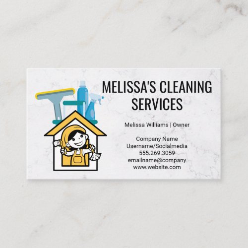 Cleaning Supplies  Cleaning Lady Logo Business Card