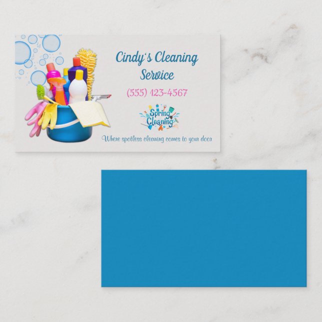 Cleaning Supplies Design House Cleaning Service Business Card (Front/Back)