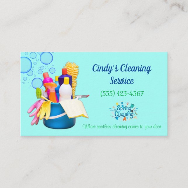 Cleaning Supplies Design House Cleaning Services Business Card (Front)