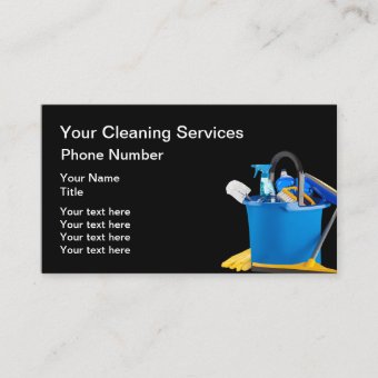 Cleaning Supplies Design With Mop Bucket Business Card | Zazzle