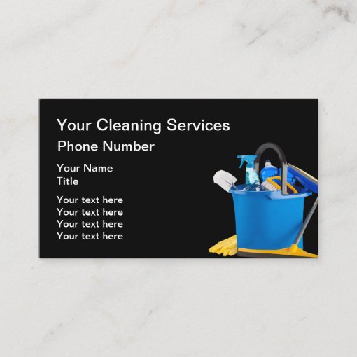 Cleaning Supplies Design With Mop Bucket Business Card | Zazzle