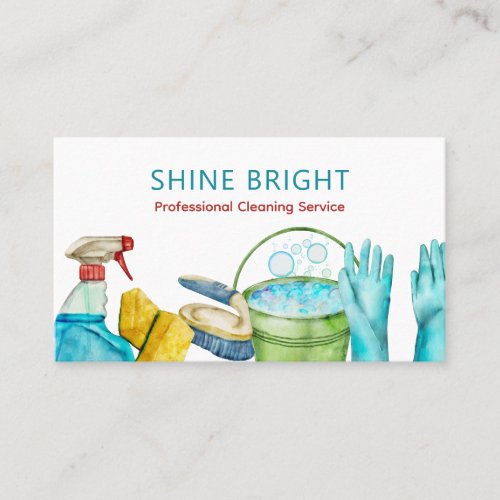 Cleaning Supplies House Clean Service Business Card