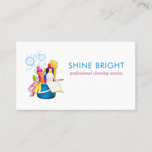 Cleaning Supplies House Clean Services Business Card (Front)
