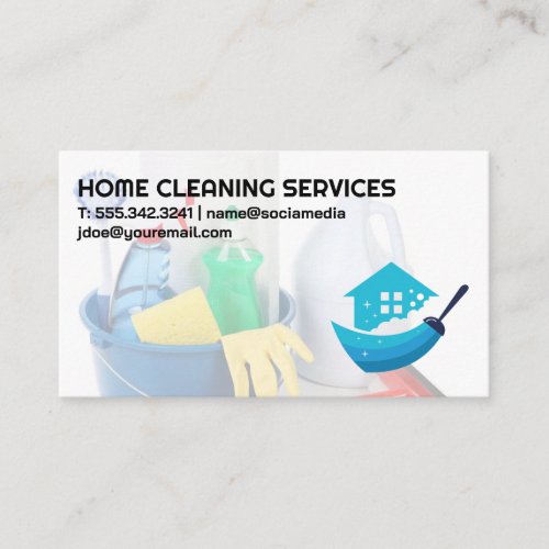 Cleaning Supplies  House Cleaner Logo Business Card