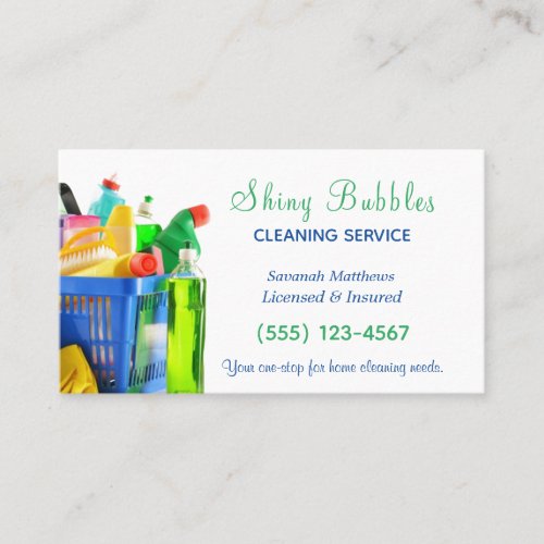 Cleaning Supplies House Cleaning Maid Service Business Card