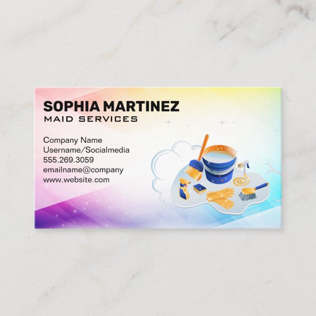 Cleaning Supplies | House Keeping Services Business Card (Front)
