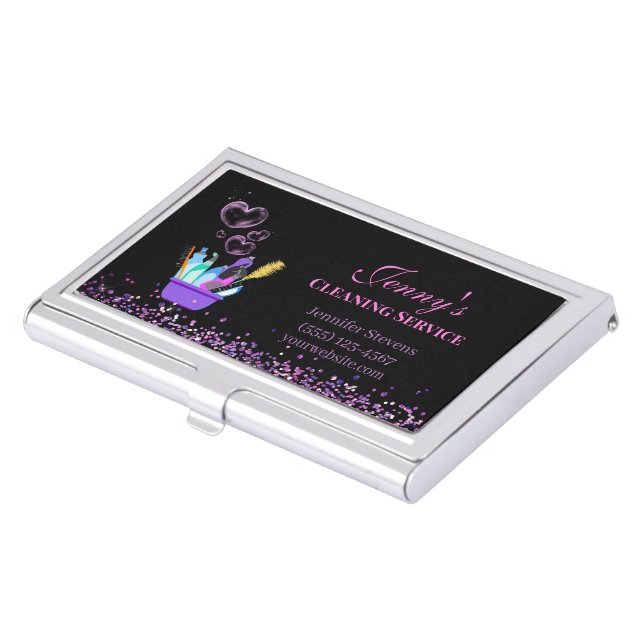 Cleaning Supplies Housecleaning Maid Service Business Card Case (Front)