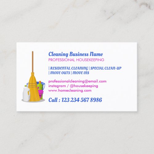 Cleaning Supplies Housemaid janitorial Standard Business Card