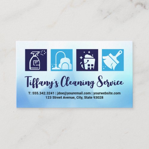 Cleaning Supplies Icons  House Maid Business Card