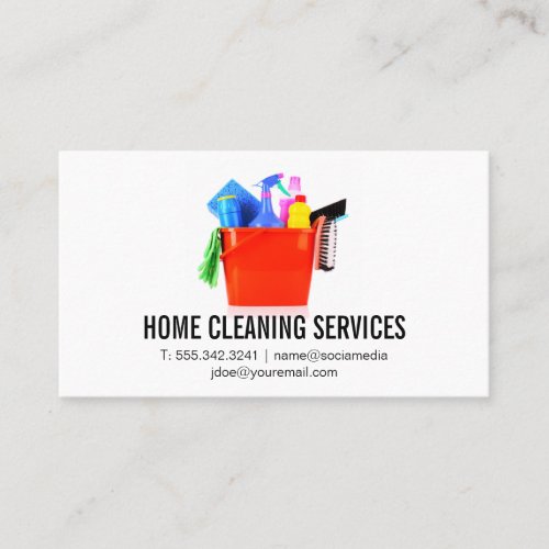 Cleaning Supplies in Bucket  House Services Business Card