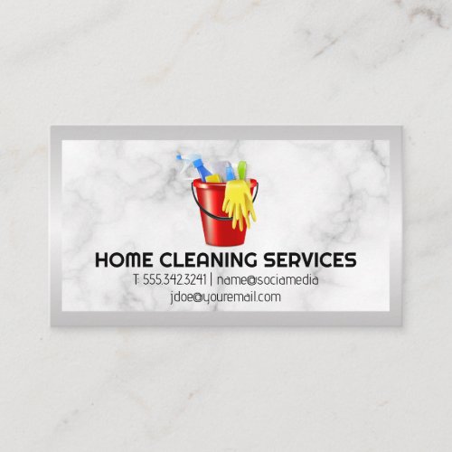 Cleaning Supplies in Bucket Logo Business Card