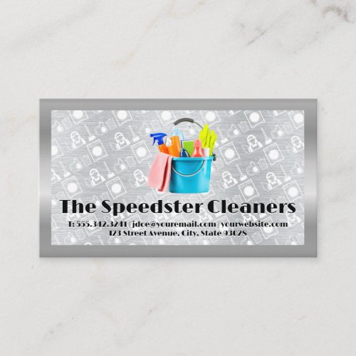Cleaning Supplies in Bucket  Maid Service Pattern Business Card