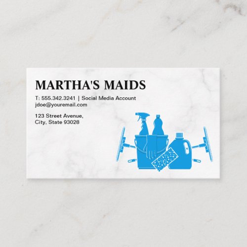 Cleaning Supplies  Marble Background Business Card