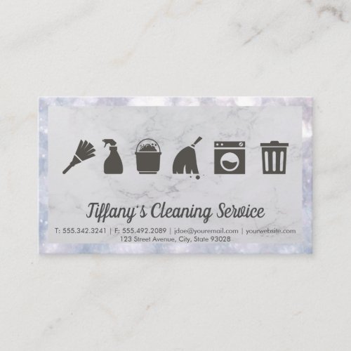 Cleaning Supplies  Marble  Sparkly Boke Border Business Card