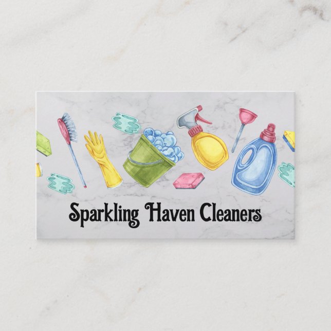 Cleaning Supplies | Sanitizing | Janitor | Maid Business Card (Front)