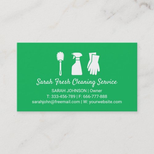 Cleaning Supplies Silhouettes Cleaning Service Business Card