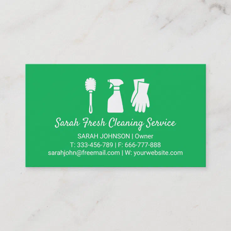 Cleaning Supplies Silhouettes Cleaning Service Business Card | Zazzle