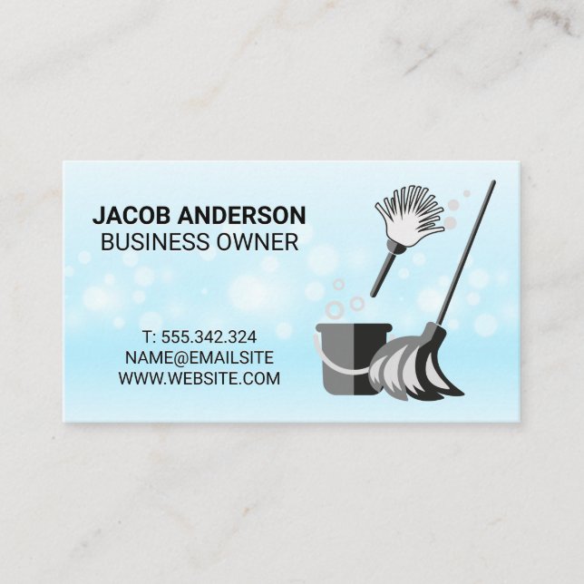 Cleaning Supplies | Sparkle Bubbles Business Card (Front)