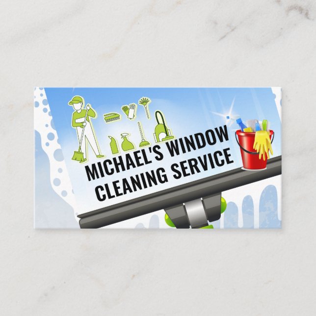 Cleaning Supplies | Squeegee | Sweeper Business Card (Front)