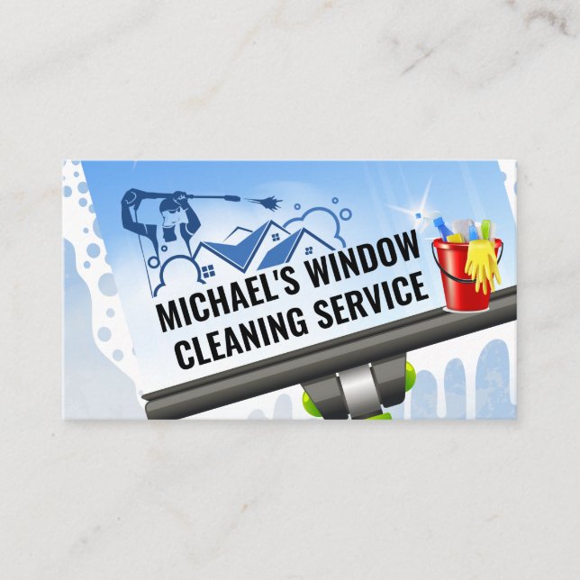 Cleaning Supplies | Window Squeegee | Power Washer Business Card (Front)