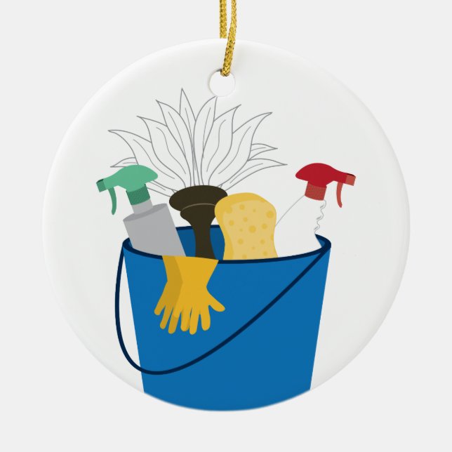 Cleaning Supply Bucket Ceramic Ornament (Front)