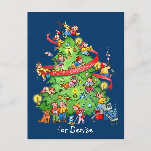 Cleaning The Christmas Tree Postcard